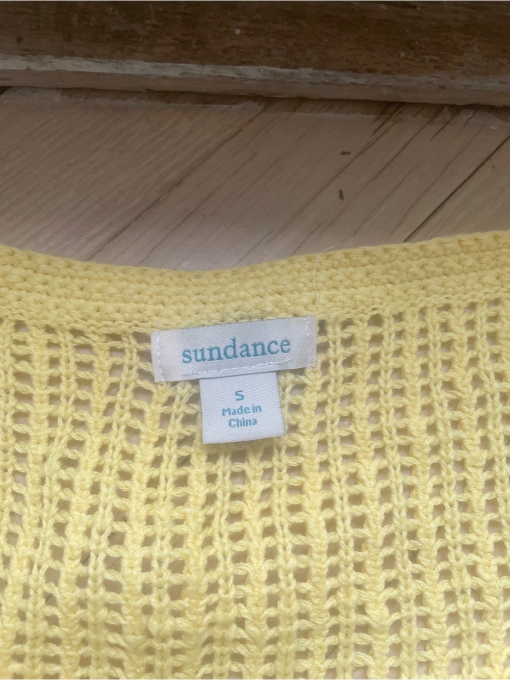 Sundance Pale Yellow Crochet Button-Up Cardigan - Picture 3 of 3